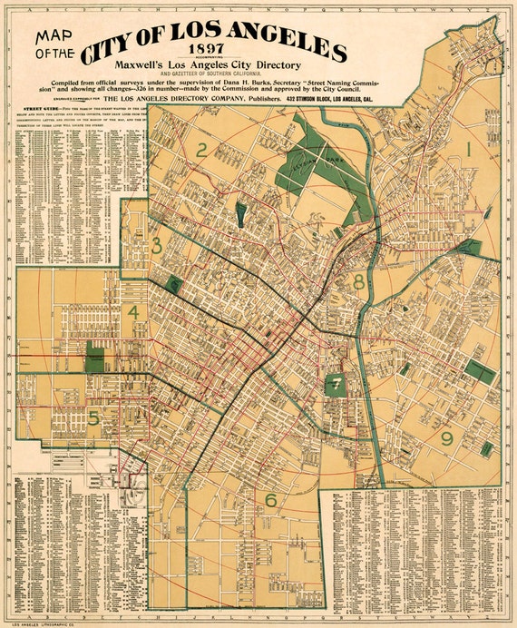 Cracked Corner Of The Mouth Vintage Los Angeles Map